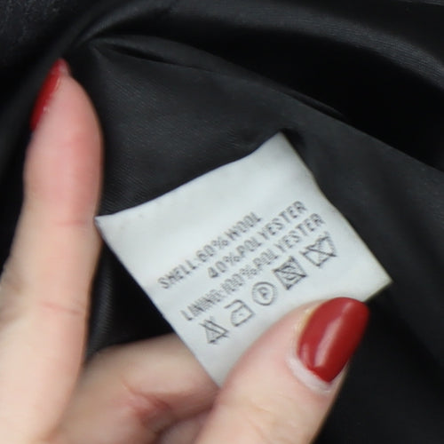 Chemistry Italia Women's Black Wool Blend Mid-Length Overcoat Size 14