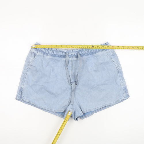 Next Women Blue Cotton Blend Drawstring Casual Shorts Size 14