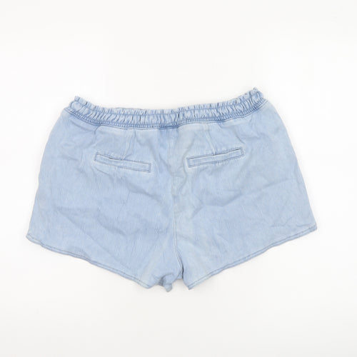Next Women Blue Cotton Blend Drawstring Casual Shorts Size 14