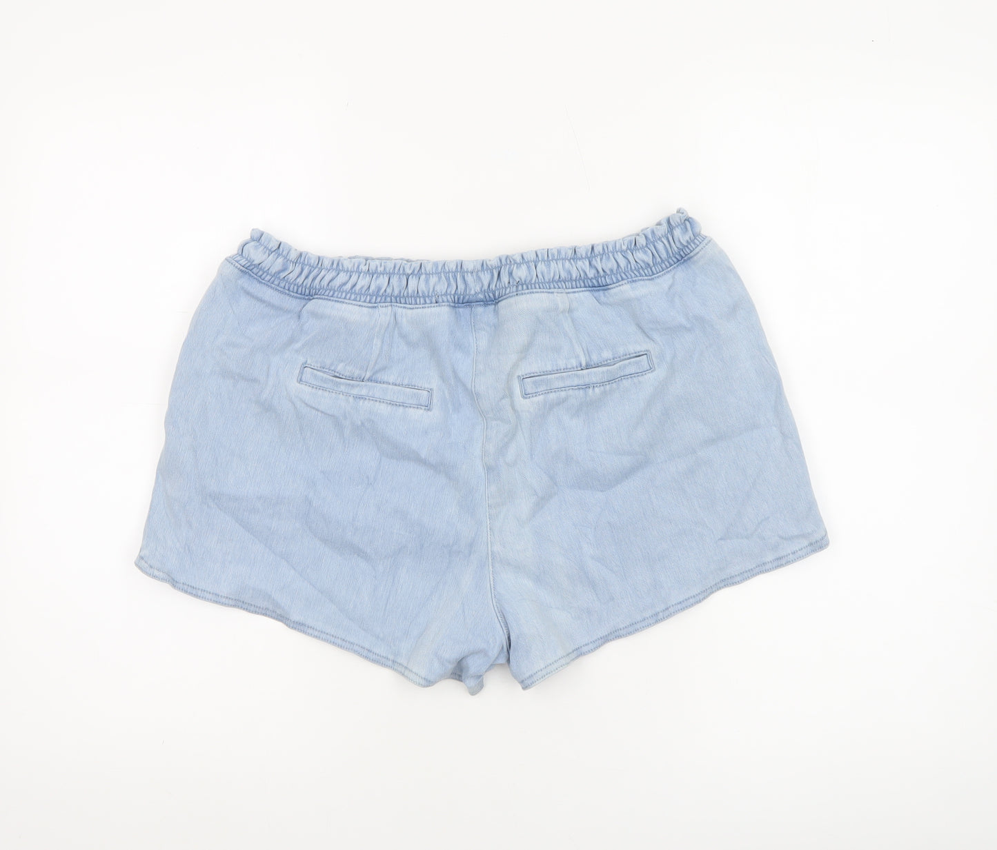 Next Women Blue Cotton Blend Drawstring Casual Shorts Size 14