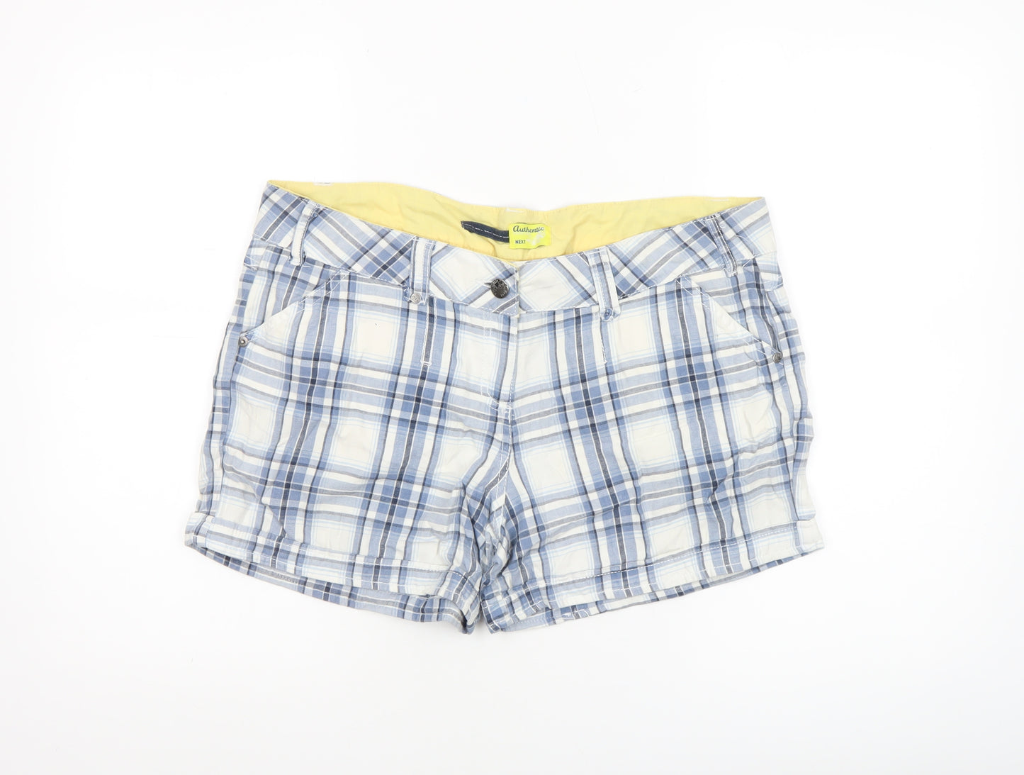 Next Women’s Blue Checked Cotton Chino Shorts Size 14