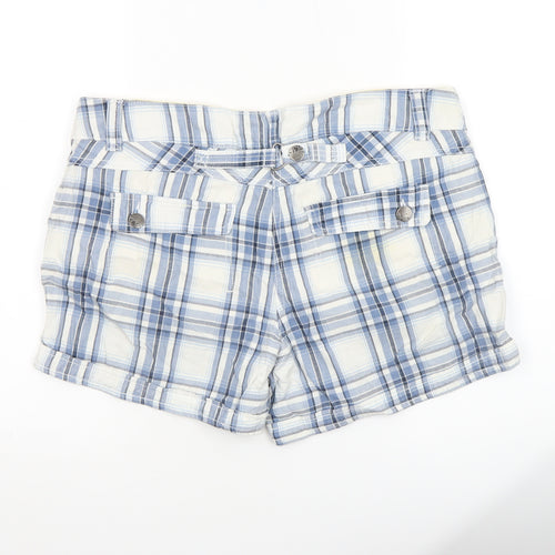 Next Women’s Blue Checked Cotton Chino Shorts Size 14