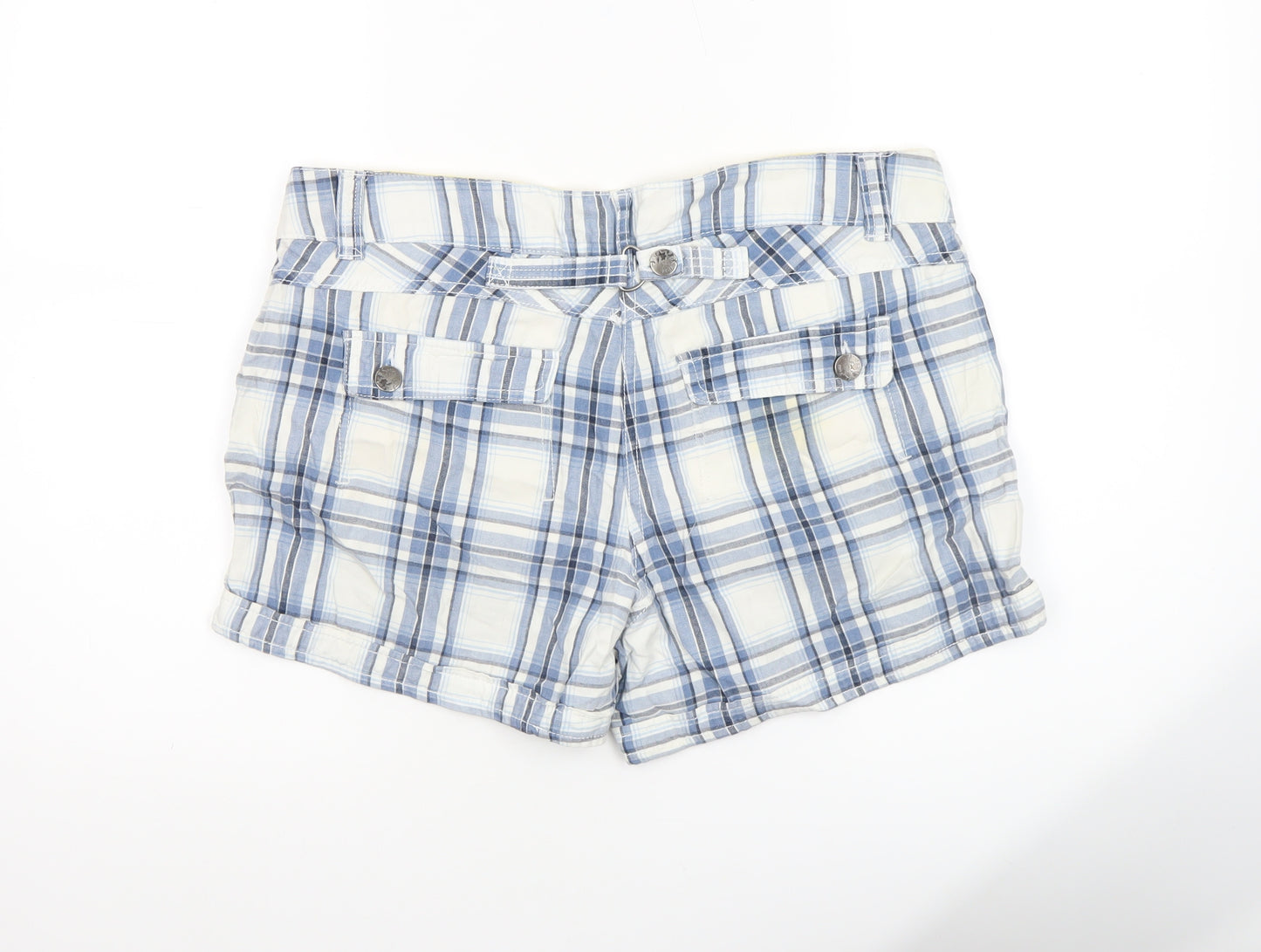 Next Women’s Blue Checked Cotton Chino Shorts Size 14