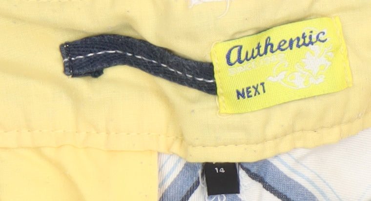 Next Women’s Blue Checked Cotton Chino Shorts Size 14