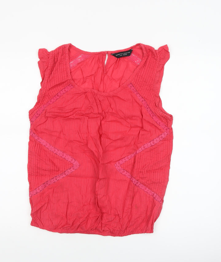 Dorothy Perkins Women's Pink Cotton Sleeveless Tunic Blouse Size 14