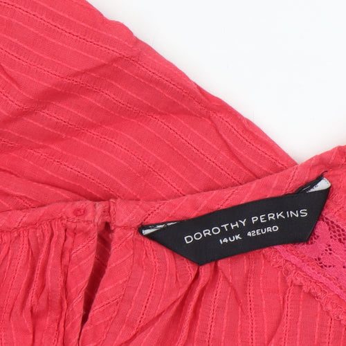 Dorothy Perkins Women's Pink Cotton Sleeveless Tunic Blouse Size 14