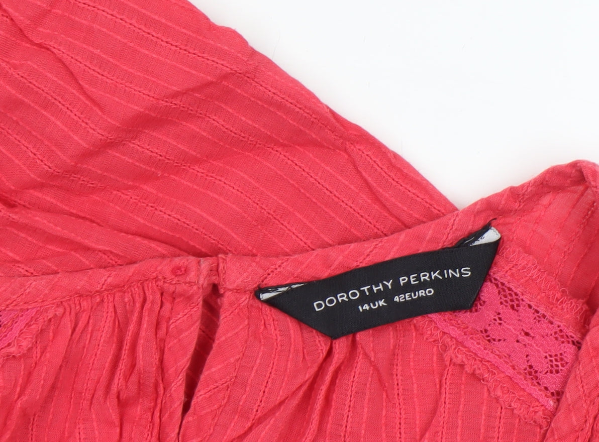 Dorothy Perkins Women's Pink Cotton Sleeveless Tunic Blouse Size 14