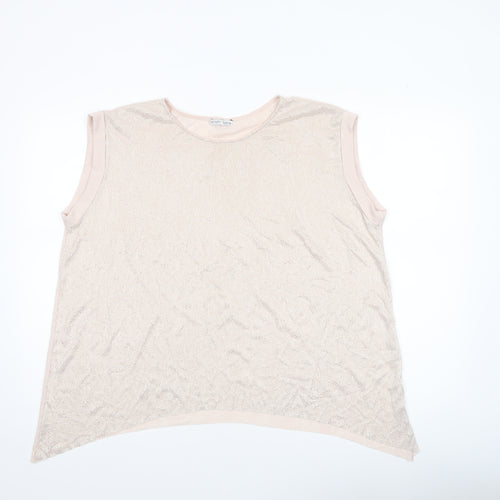 Zara Women Beige Sleeveless Basic Tank Top M