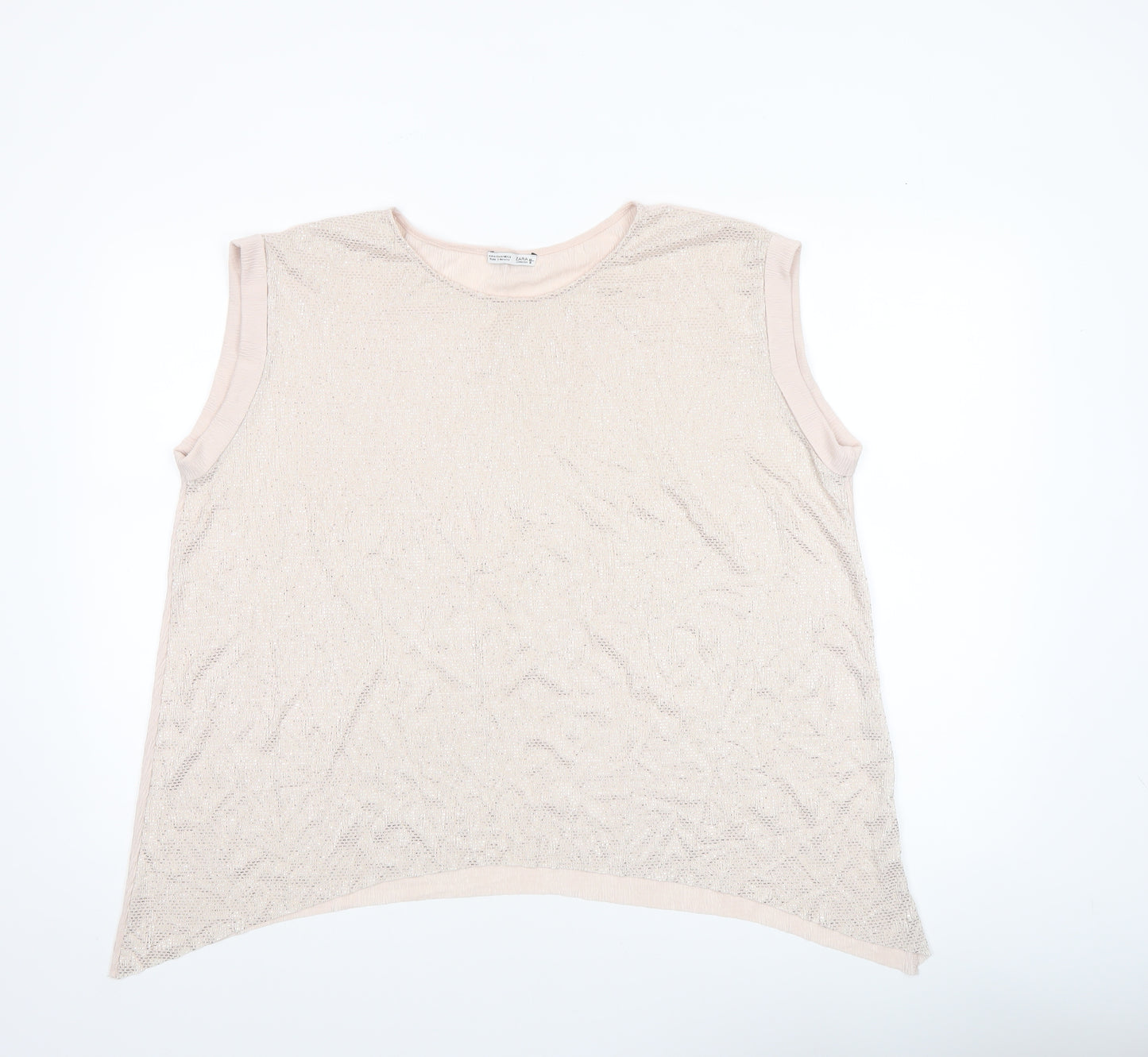 Zara Women Beige Sleeveless Basic Tank Top M