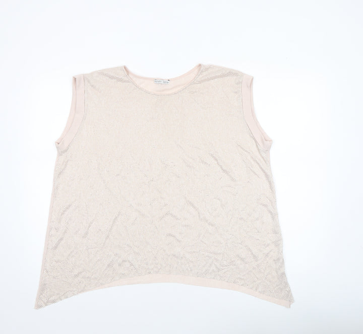 Zara Women Beige Sleeveless Basic Tank Top M