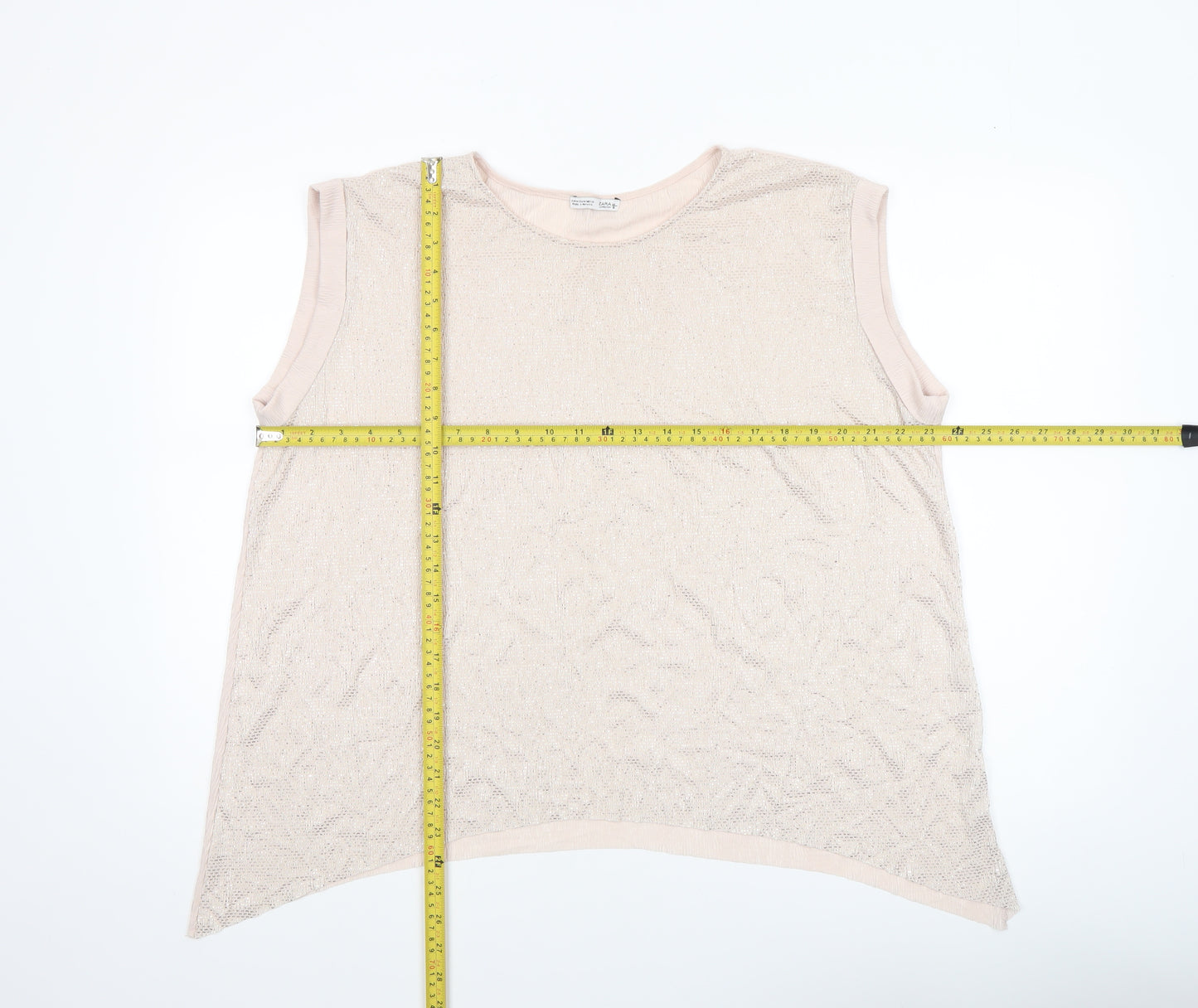 Zara Women Beige Sleeveless Basic Tank Top M