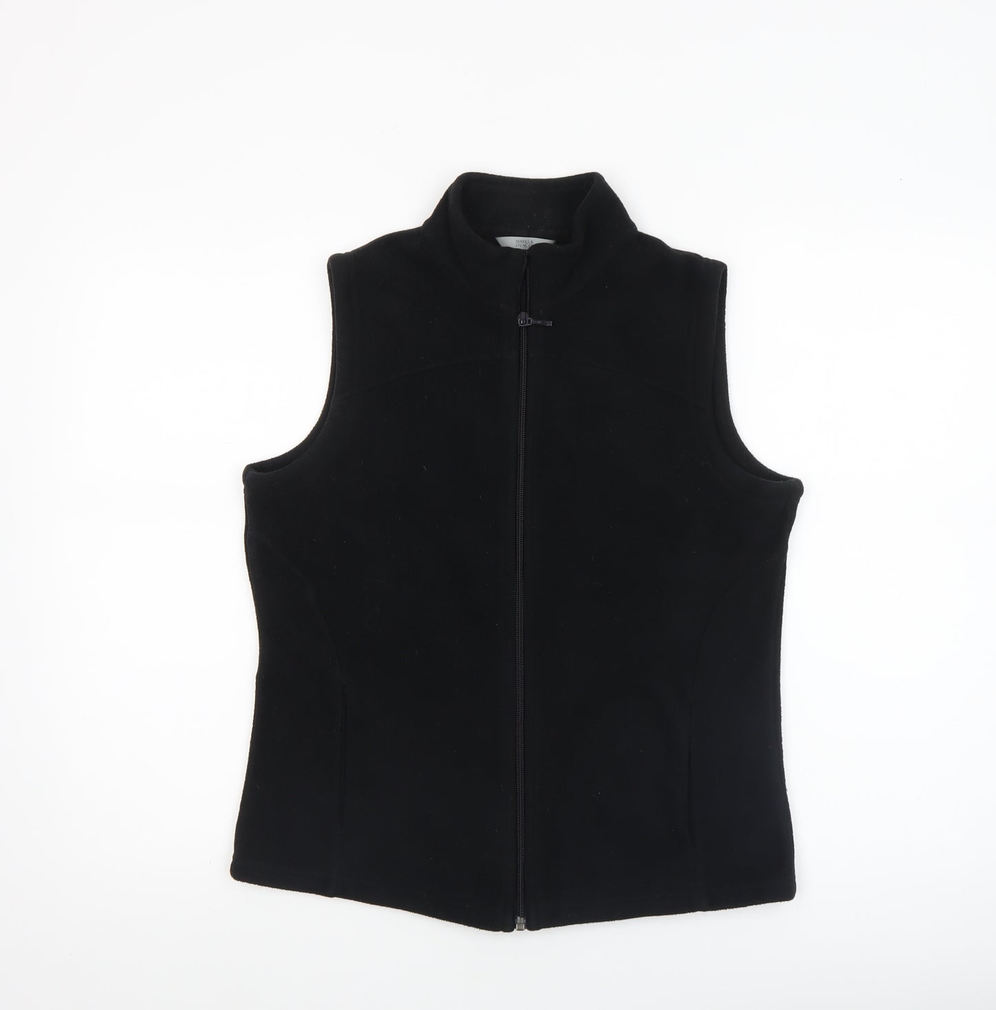 Marks and Spencer Women Black Fleece Waistcoat Size 12 Full Zip