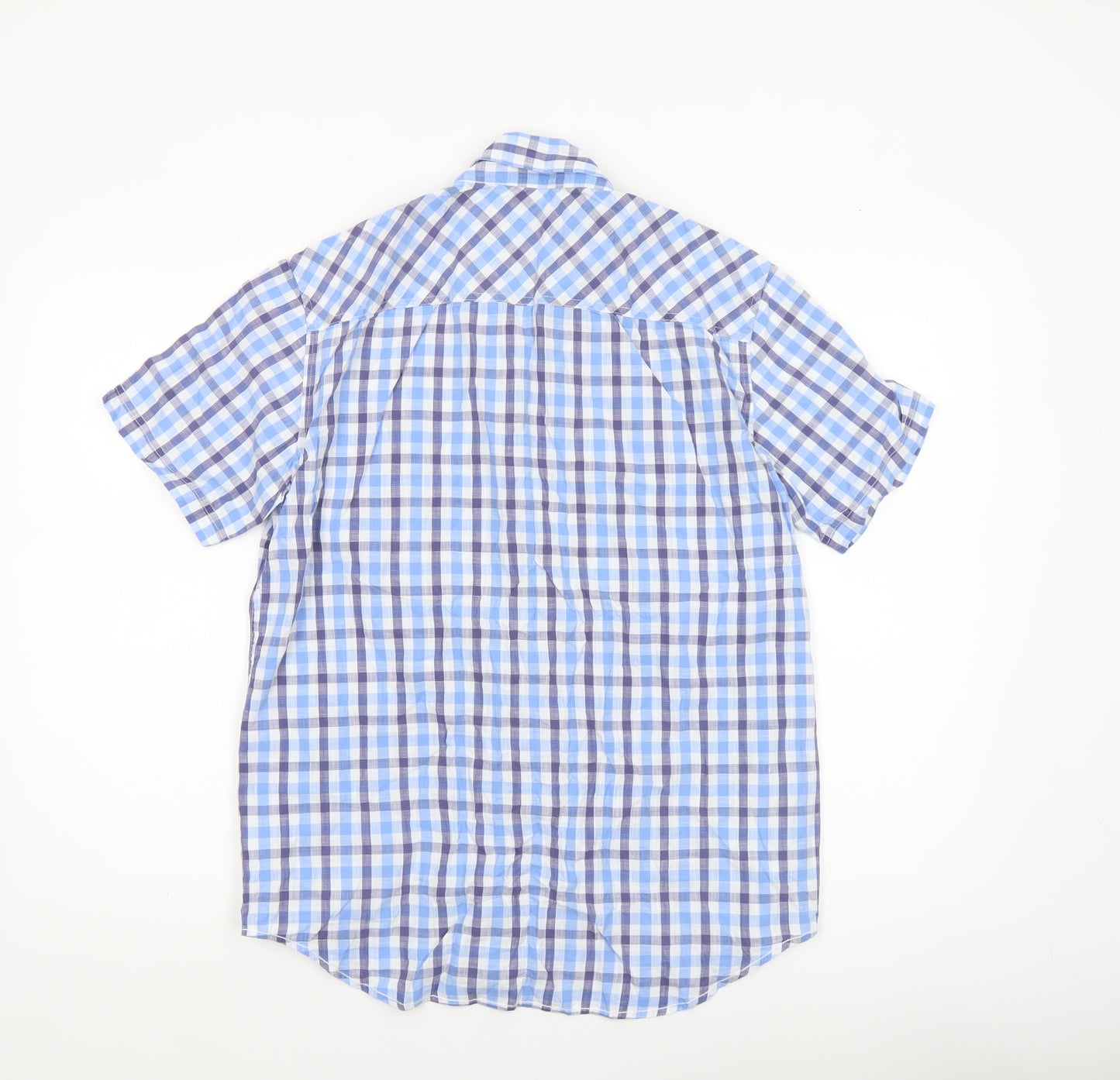 Joules Men's Blue Check Short Sleeve Classic Fit Button-Up Shirt Size M