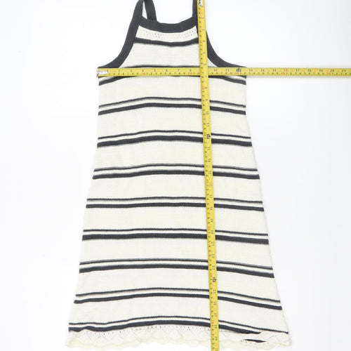 H&M Girls White Striped Cotton Knit Tank Dress 9-10 Years