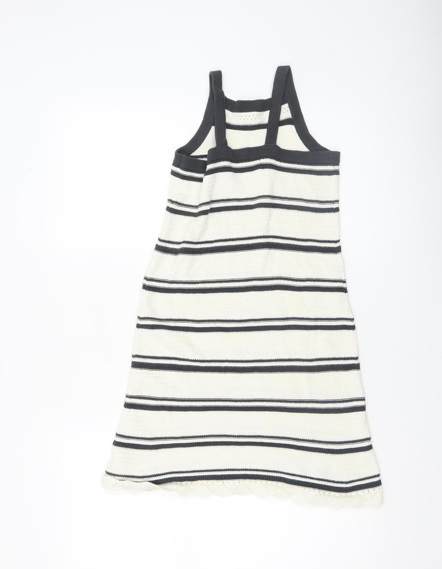 H&M Girls White Striped Cotton Knit Tank Dress 9-10 Years