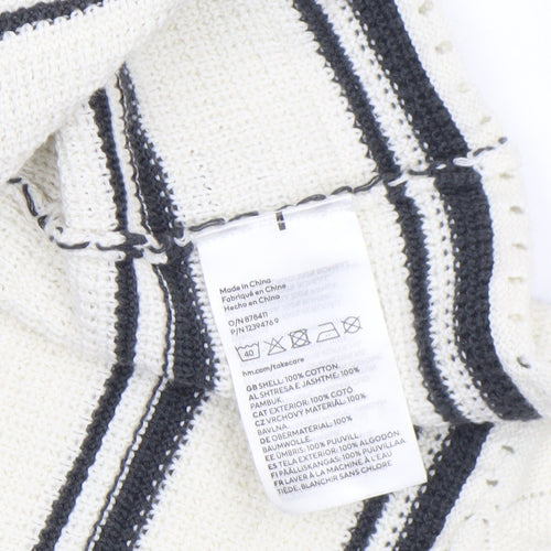 H&M Girls White Striped Cotton Knit Tank Dress 9-10 Years