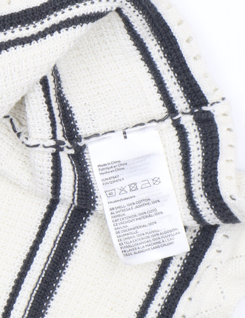 H&M Girls White Striped Cotton Knit Tank Dress 9-10 Years