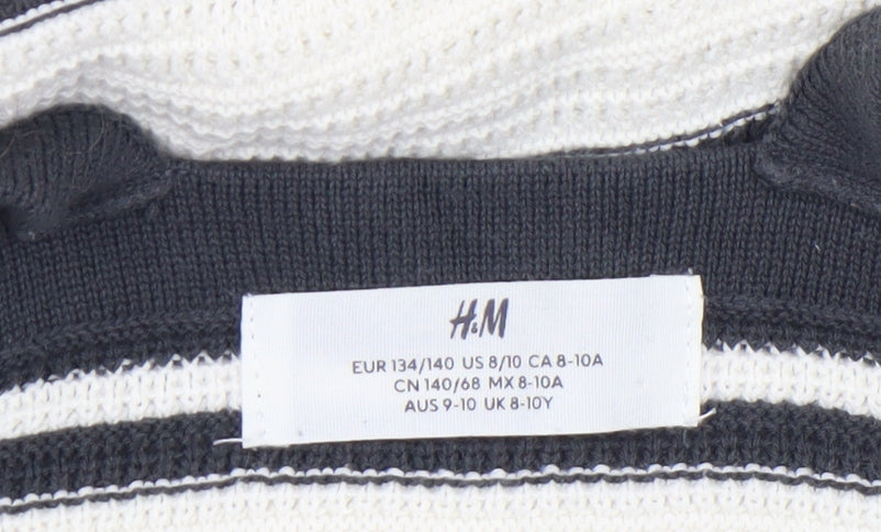 H&M Girls White Striped Cotton Knit Tank Dress 9-10 Years