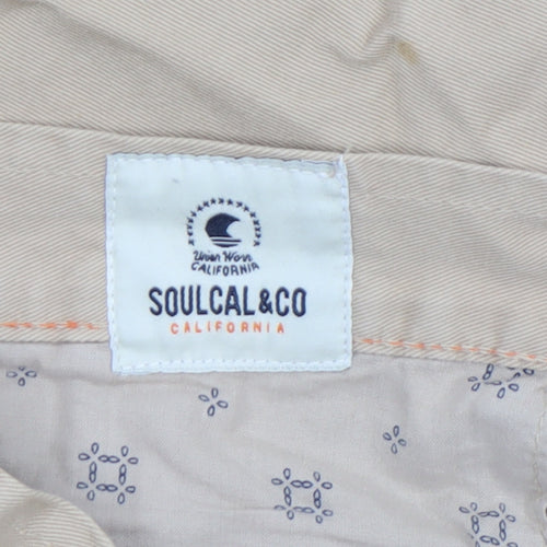 SoulCal&Co Mens Beige Chino Shorts Size L 34in Casual Cotton