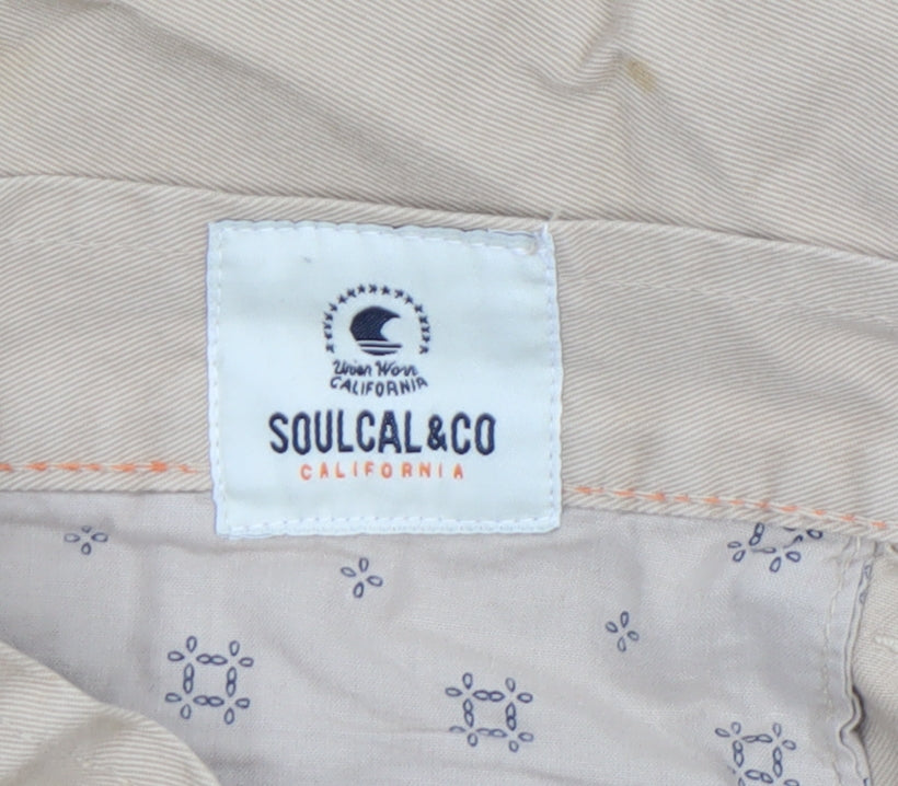 SoulCal&Co Mens Beige Chino Shorts Size L 34in Casual Cotton