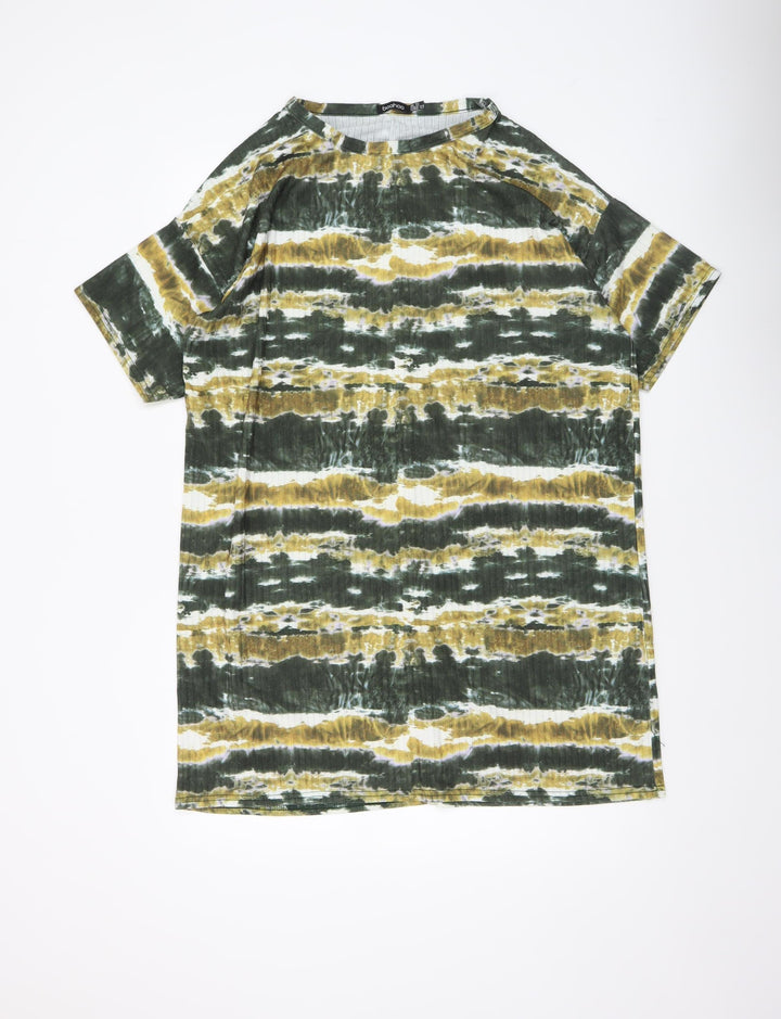 Boohoo Women’s Multicoloured Tie Dye Short Sleeve T-Shirt Dress Size 18
