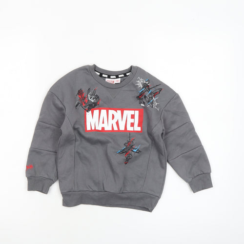 Marvel Boys Grey Spiderman Sweatshirt 4-5 Years Pullover Crew Neck