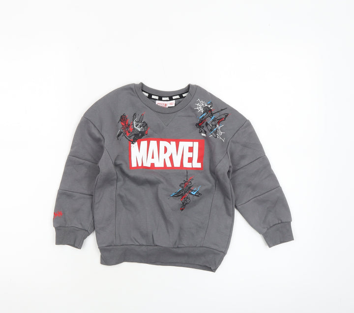 Marvel Boys Grey Spiderman Sweatshirt 4-5 Years Pullover Crew Neck