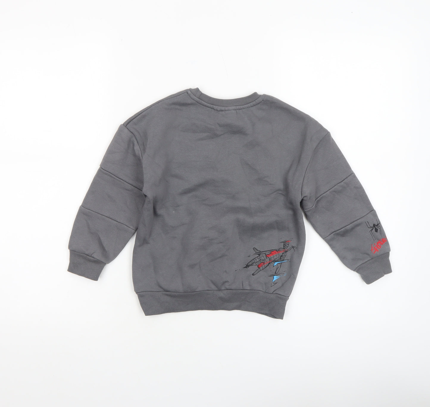 Marvel Boys Grey Spiderman Sweatshirt 4-5 Years Pullover Crew Neck