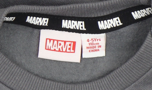 Marvel Boys Grey Spiderman Sweatshirt 4-5 Years Pullover Crew Neck