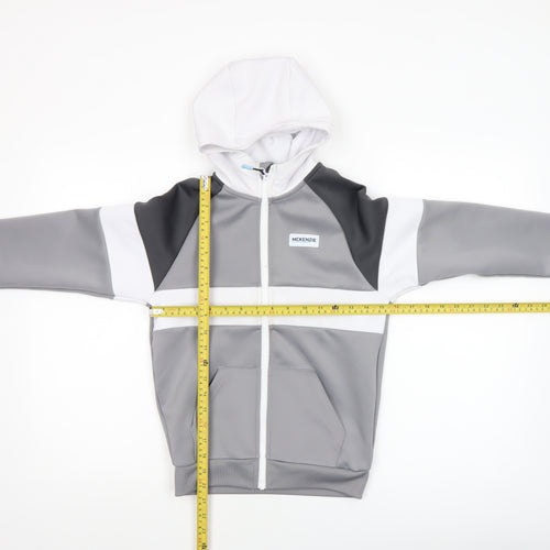 McKenzie Boys Grey Full Zip Hoodie 8-10 Years Colourblock Design