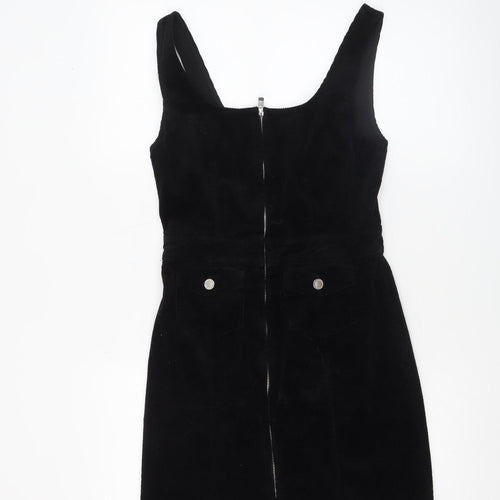 Denim Co. Women's Black Corduroy Pinafore Dress Size 8