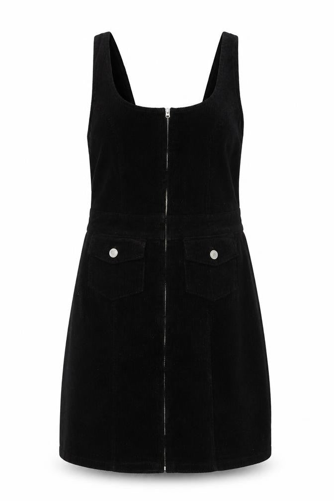 Denim Co. Women's Black Corduroy Pinafore Dress Size 8