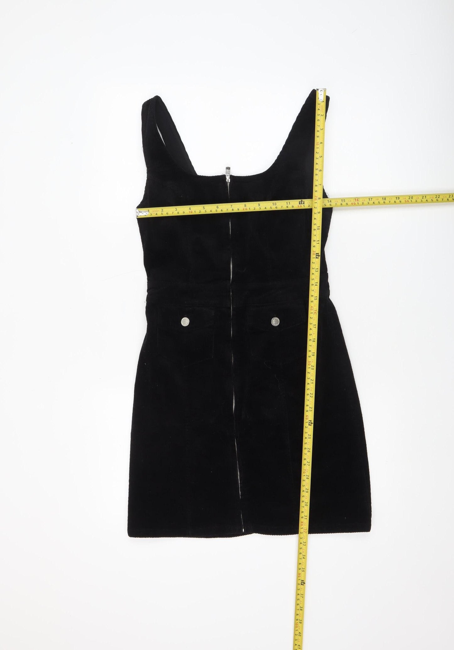 Denim Co. Women's Black Corduroy Pinafore Dress Size 8
