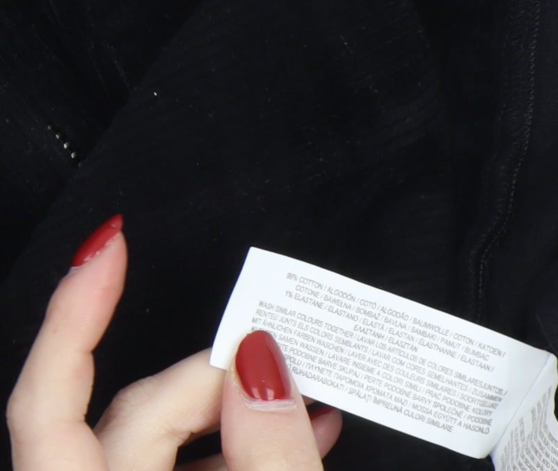 Denim Co. Women's Black Corduroy Pinafore Dress Size 8