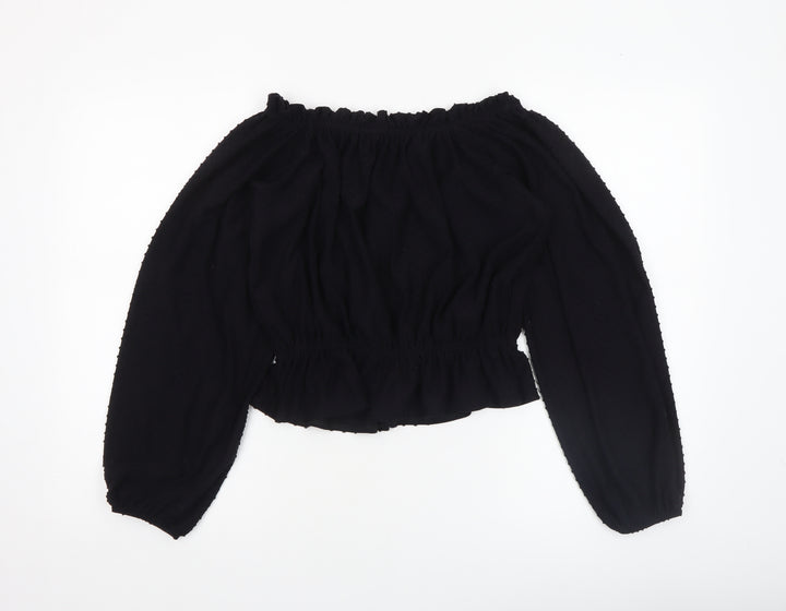 H&M Women’s Black Off Shoulder Cropped Blouse Size S