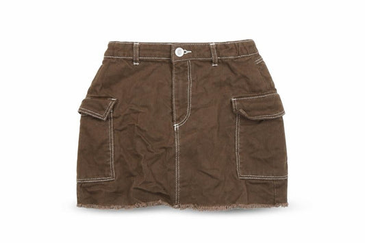 H&M Girls Brown Cargo Mini Skirt 11 Years 100% Cotton Utility Style