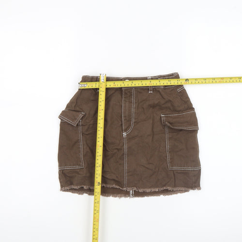 H&M Girls Brown Cargo Mini Skirt 11 Years 100% Cotton Utility Style