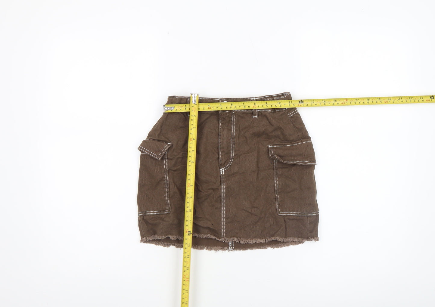 H&M Girls Brown Cargo Mini Skirt 11 Years 100% Cotton Utility Style