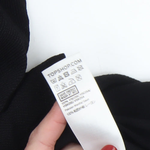 Topshop Women's Black Shirt Dress Size 6 Collared Button 3/4 Sleeve