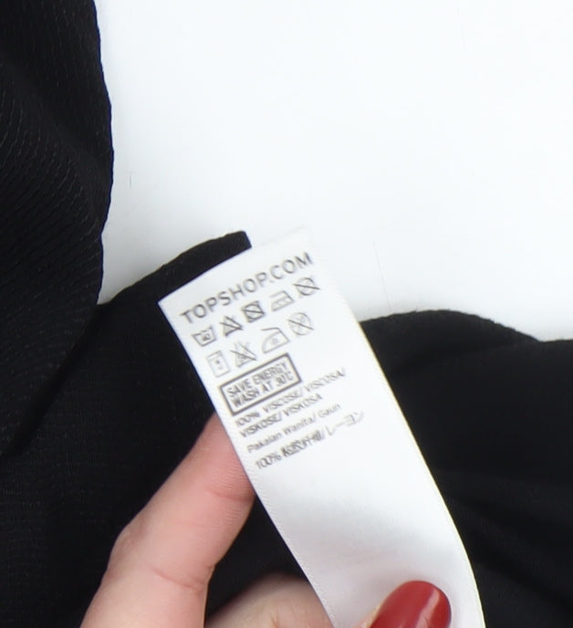 Topshop Women's Black Shirt Dress Size 6 Collared Button 3/4 Sleeve