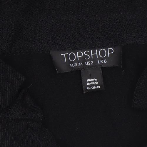 Topshop Women's Black Shirt Dress Size 6 Collared Button 3/4 Sleeve