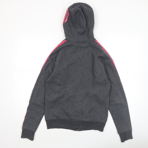 Adidas Womens Grey Full Zip Hoodie XS - Pink Stripes Athletic Fit