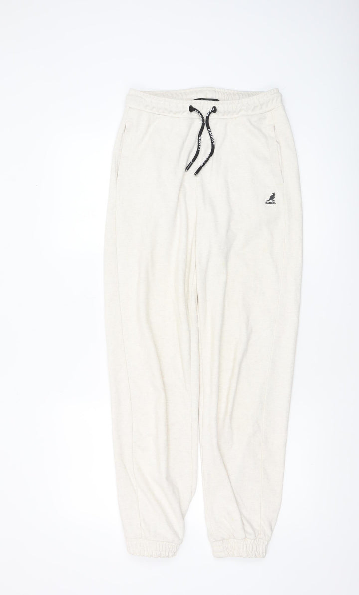 Kangol Women's Ivory Jogger Trousers UK 8 Cotton Blend Comfy Loungewear