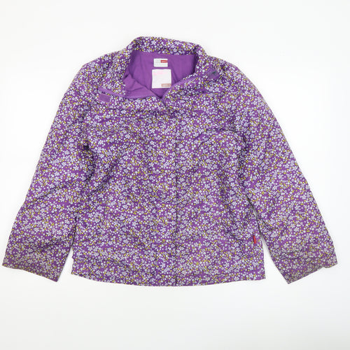 Name It Girls Purple Floral Hooded Rain Coat 11-12 Years Lined Jacket