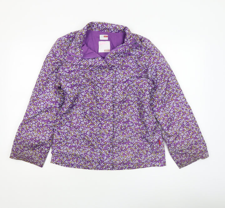 Name It Girls Purple Floral Hooded Rain Coat 11-12 Years Lined Jacket