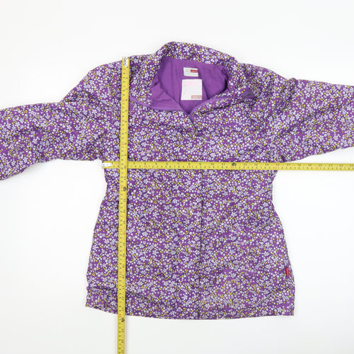 Name It Girls Purple Floral Hooded Rain Coat 11-12 Years Lined Jacket