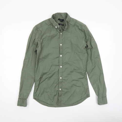 New Look Men Green Muscle Fit Button-Down Shirt Size S