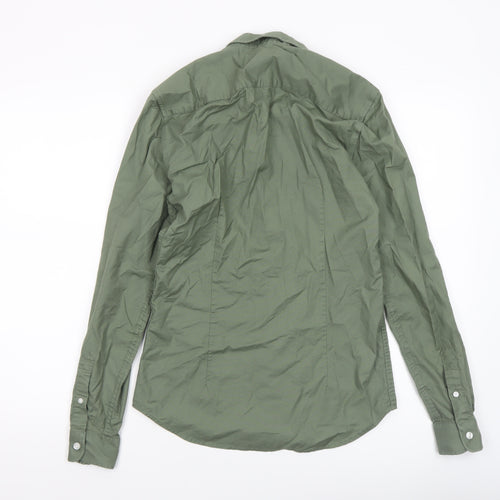 New Look Men Green Muscle Fit Button-Down Shirt Size S