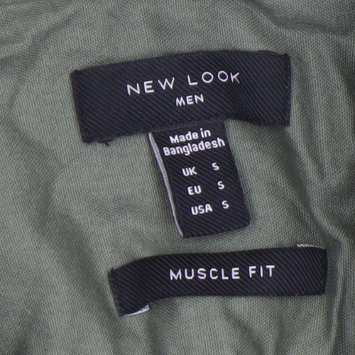 New Look Men Green Muscle Fit Button-Down Shirt Size S