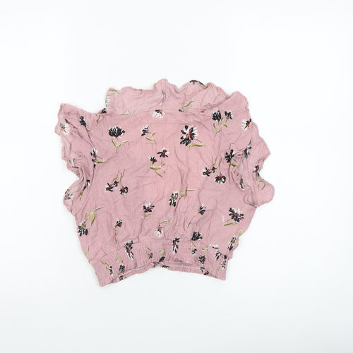 Lunik Women’s Pink Floral Ruffle Cropped Blouse Size S